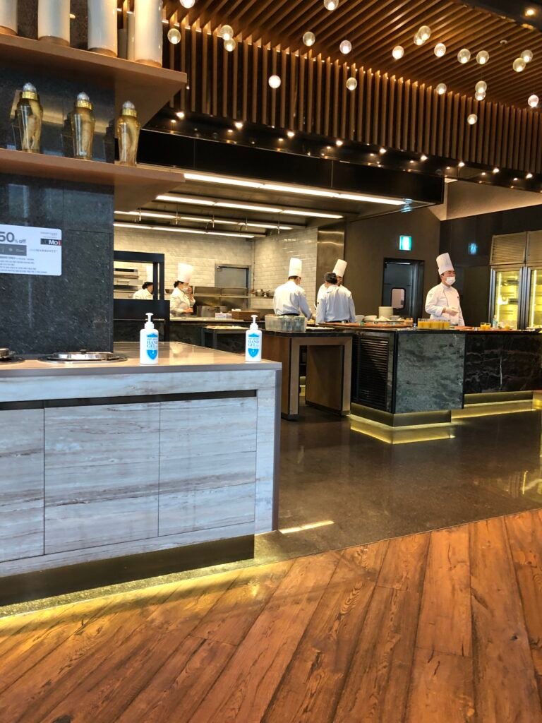 Open kitchen and buffet counter at MoMo Café