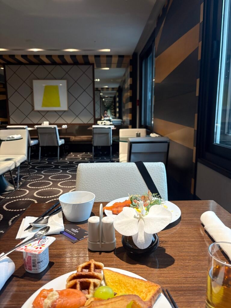 Club lounge breakfast buffet with pastries, waffles, fruit and cold dishes at THE PLAZA Seoul