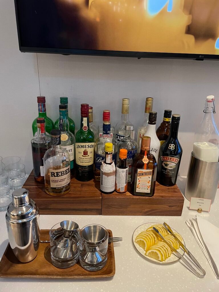 Spirits, mixers and bar equipment during Club Lounge happy hour at Le Méridien Seoul Myeongdong