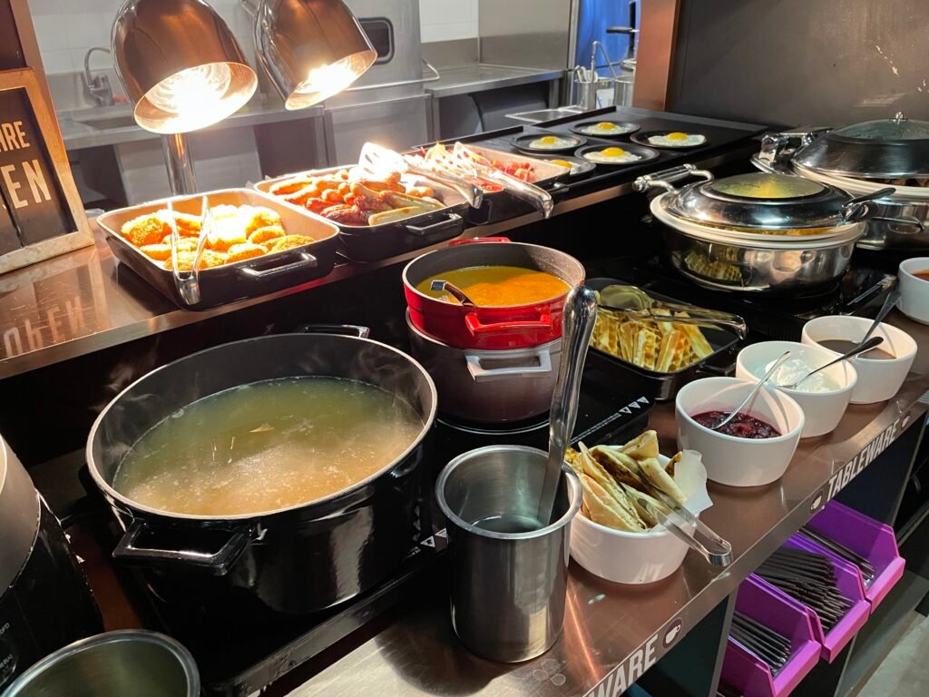 Breakfast buffet at the second-floor Play Lounge of Moxy Seoul Insadong