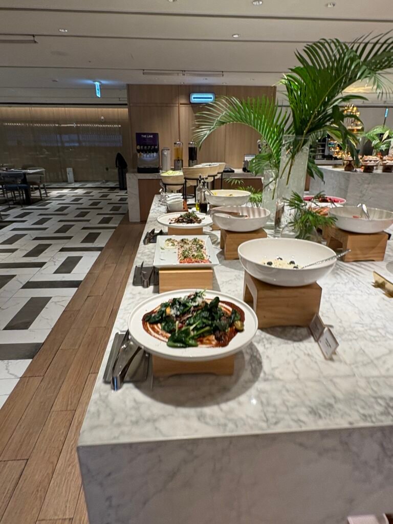 Main breakfast buffet island at FRAME restaurant in The Link Seoul
