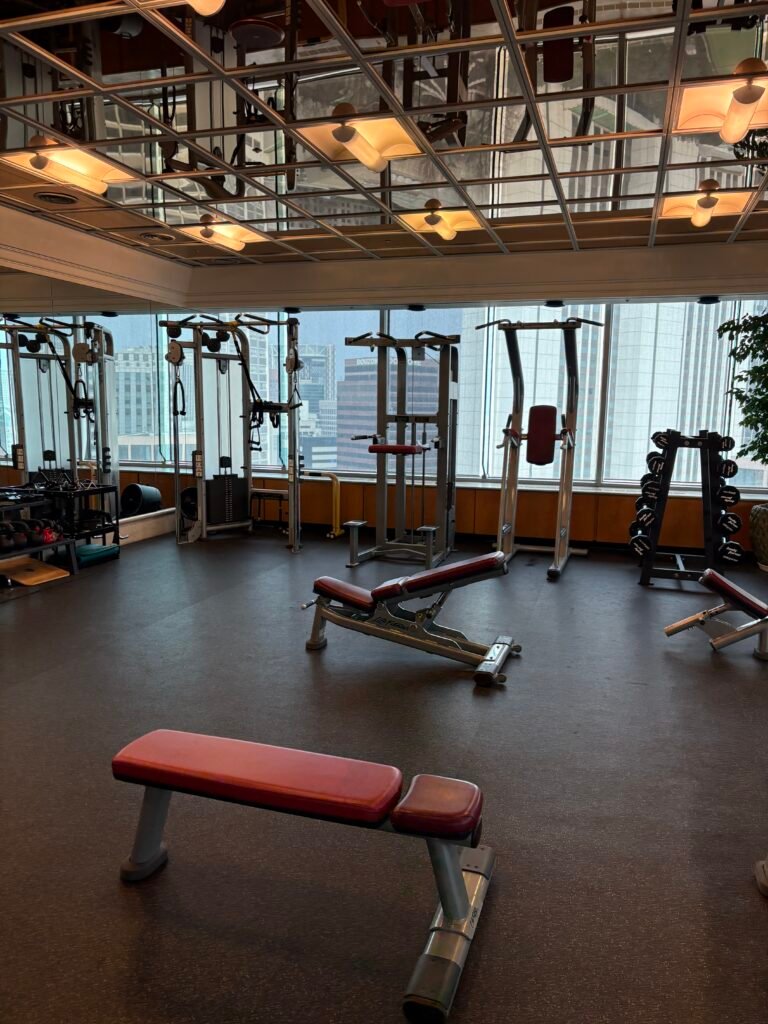 Large fitness center with weight equipment at THE PLAZA Seoul