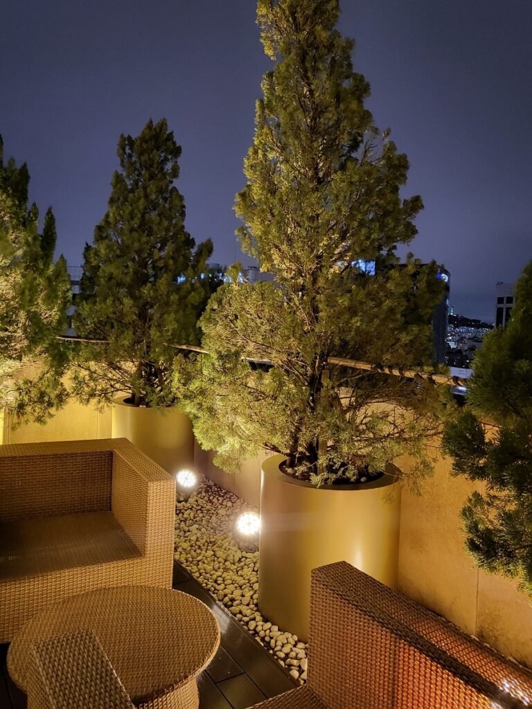 Private balcony with outdoor seating at Aloft Seoul Gangnam