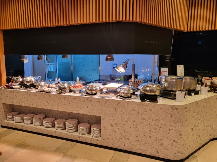 Breakfast buffet counter at Marona in Aloft Seoul Gangnam