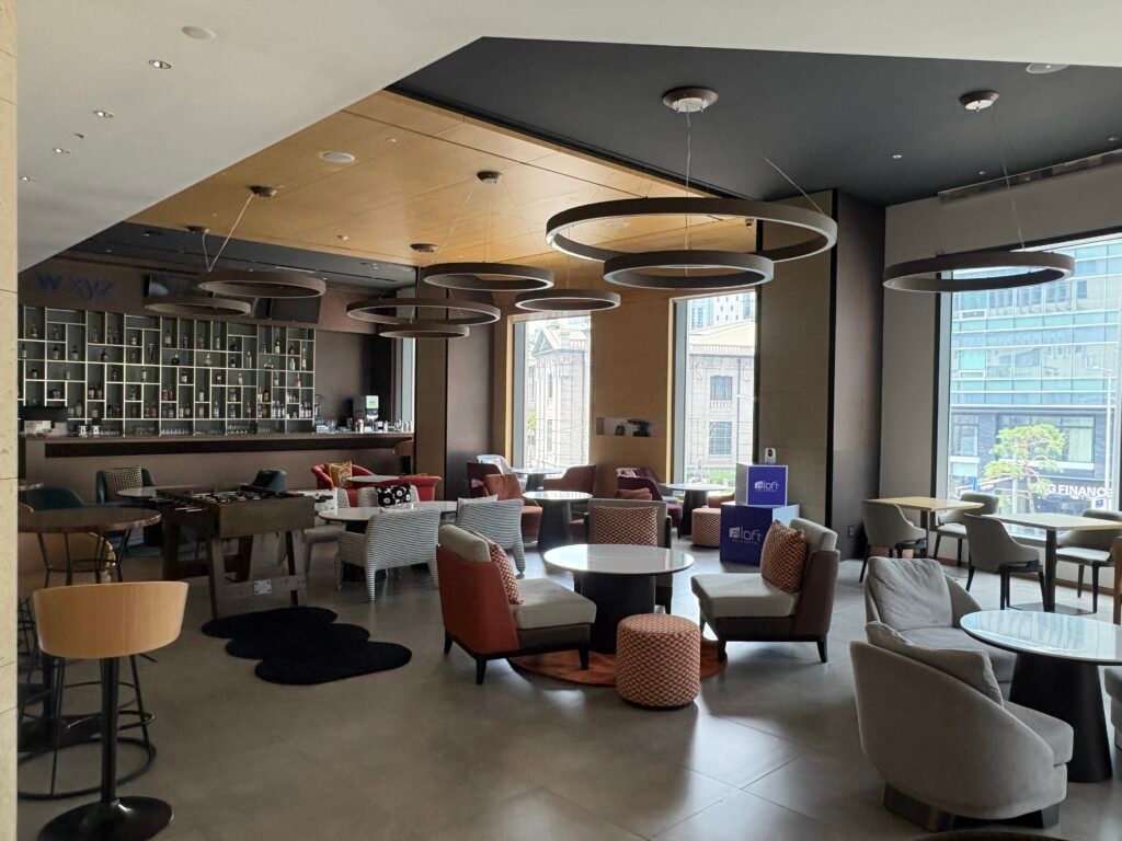 Seating area beside W XYZ and Re:mix Lounge at Aloft Seoul Myeongdong