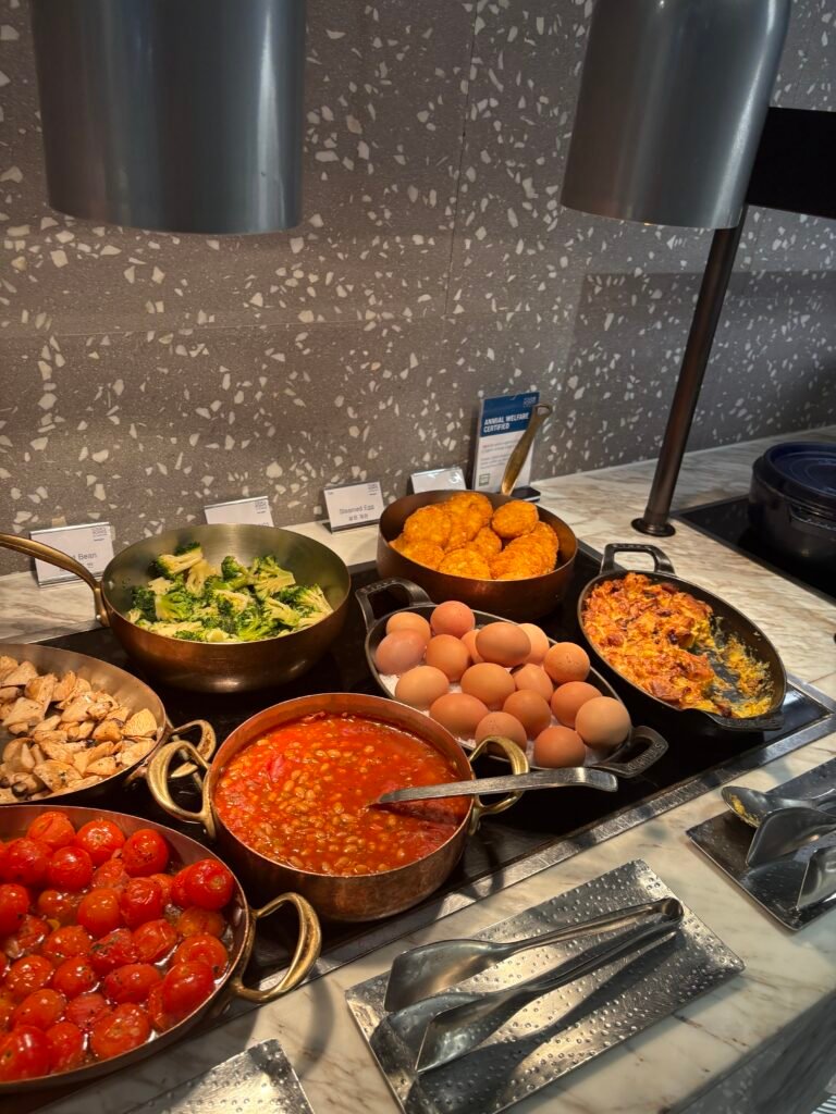 Egg and hot-food section at the Evolution breakfast buffet