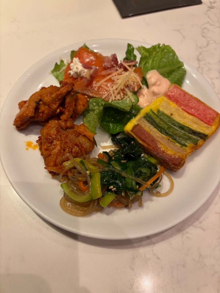 Korean holiday dishes during Executive Lounge happy hour at JW Marriott Seoul