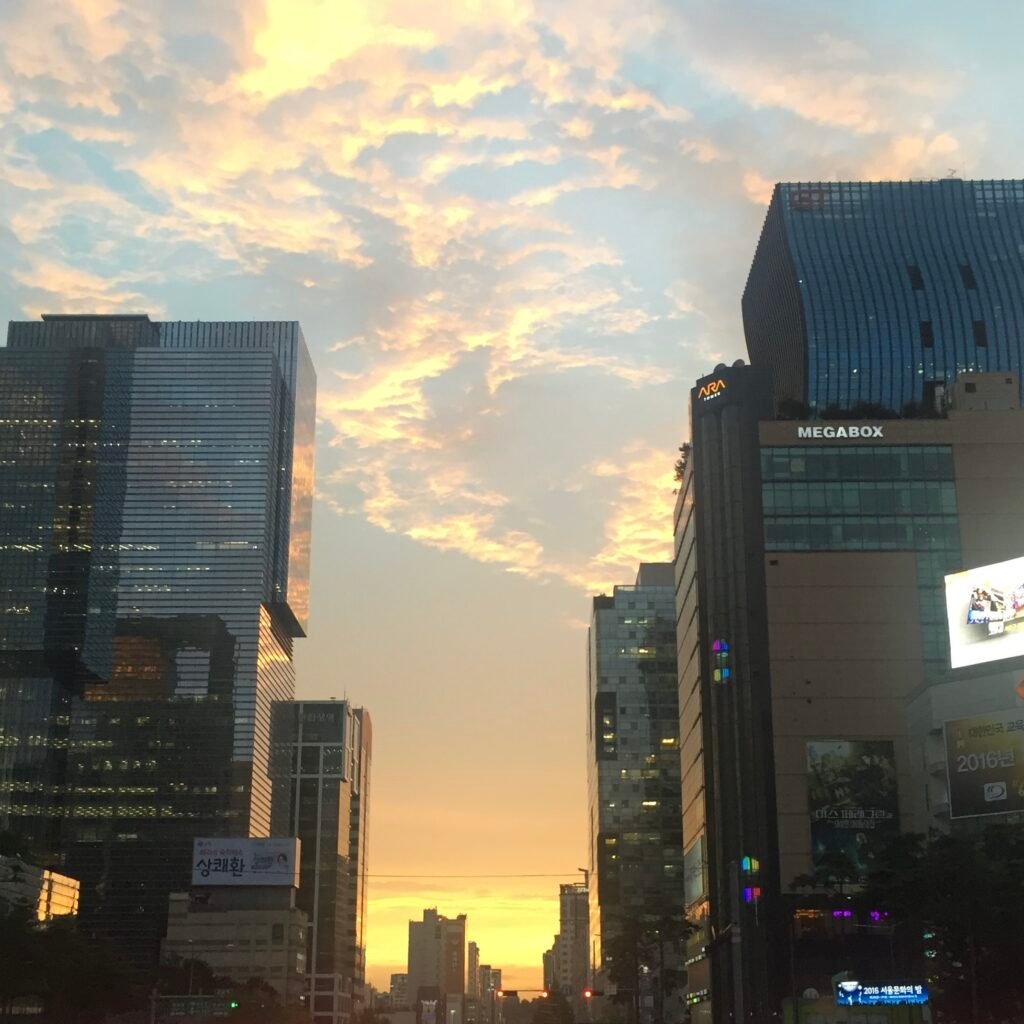 Office towers along Teheran-ro in the Gangnam business district