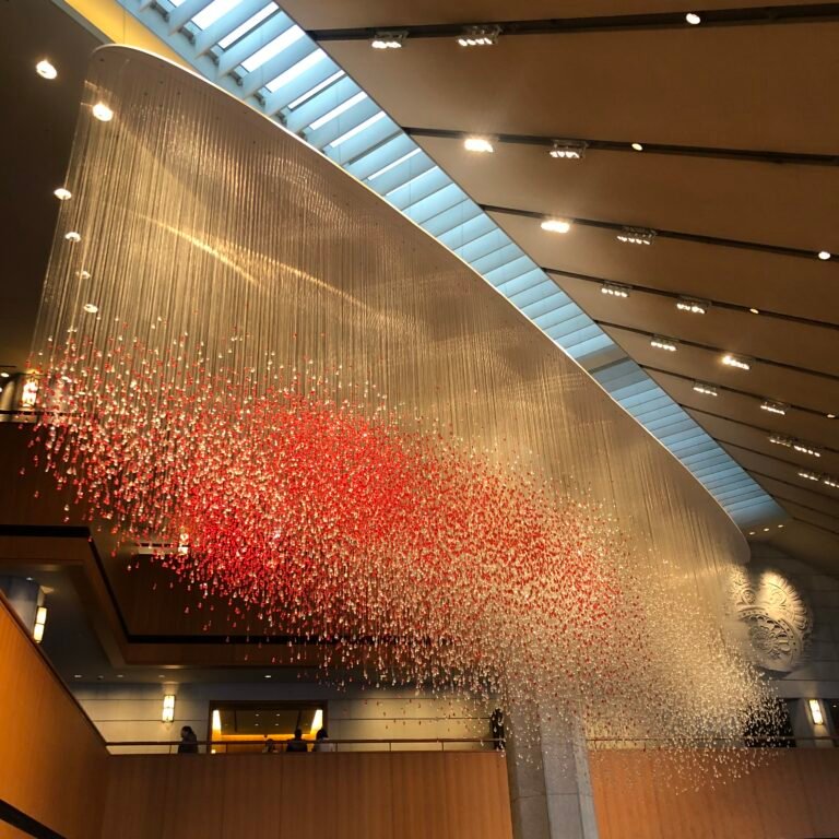 The Shilla Seoul lobby with its signature hanging installation